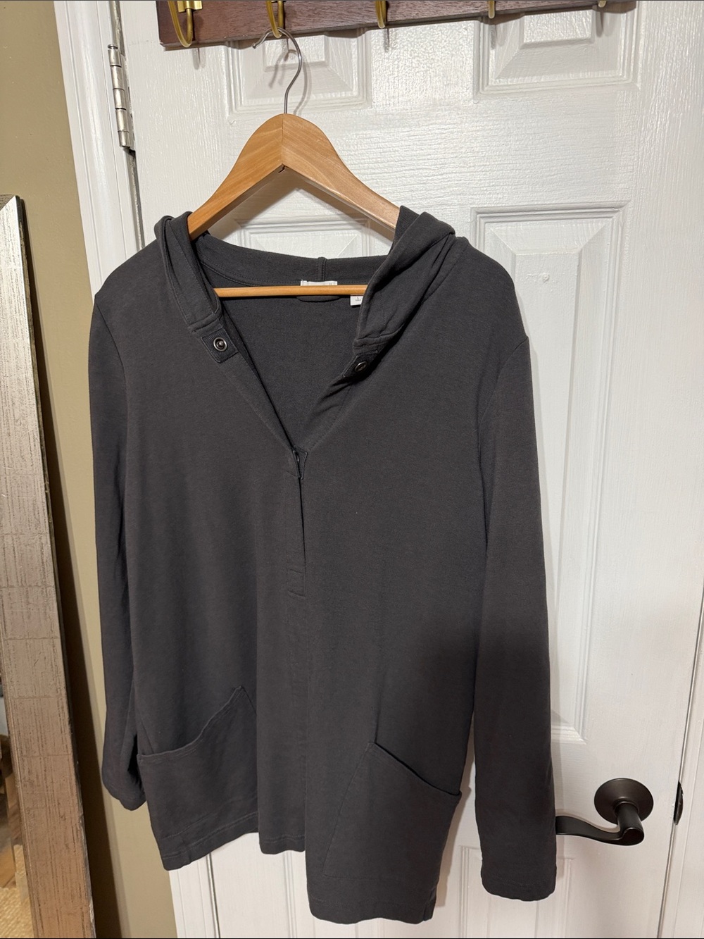 Women's Charcoal Hooded Snap Jacket Size Large Tall